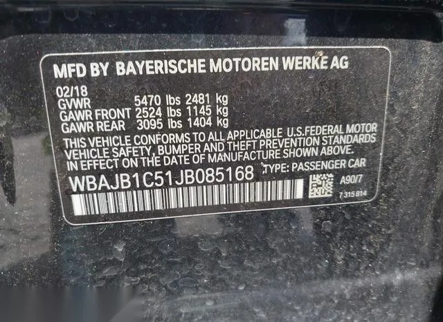 WBAJB1C51JB085168 2018 2018 BMW 5 Series- 530E Xdrive Iperfo 9