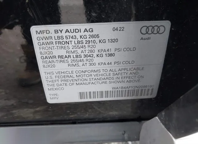 WA1B4AFY2N2098180 2022 2022 Audi SQ5- Premium Plus Tfsi Quat 9