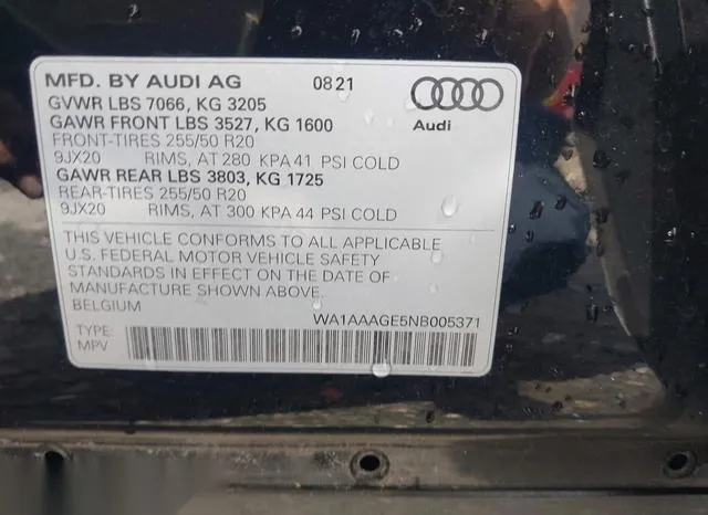 WA1AAAGE5NB005371 2022 2022 Audi E-Tron- Premium Quattro 9