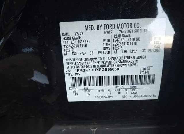 1FMSK7DHXPGB95050 2023 2023 Ford Explorer- Xlt 9