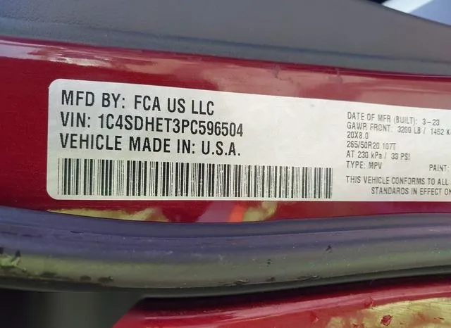 1C4SDHET3PC596504 2023 2023 Dodge Durango- Citadel Rwd 9