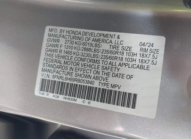 5FNRL6H69RB053840 2024 2024 Honda Odyssey- Ex-L 9