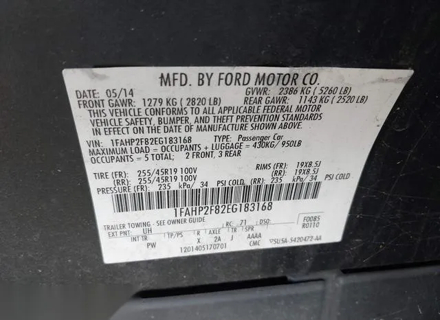 1FAHP2F82EG183168 2014 2014 Ford Taurus- Limited 9