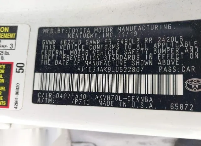 4T1C31AK9LU522807 2020 2020 Toyota Camry- Le Hybrid 9