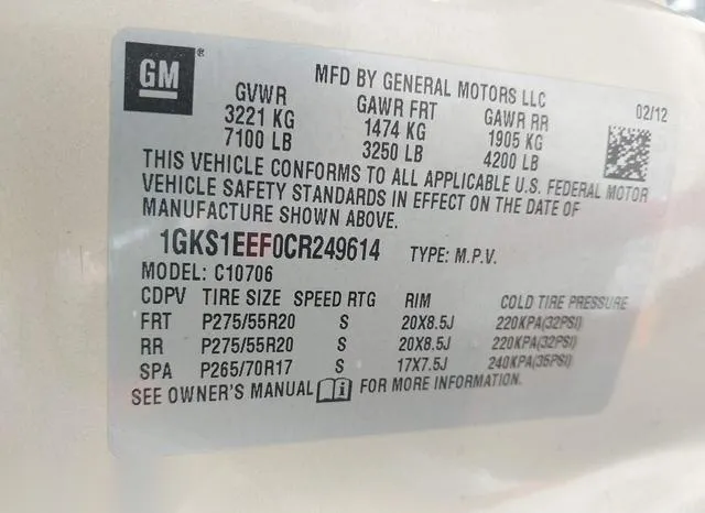 1GKS1EEF0CR249614 2012 2012 GMC Yukon- Denali 9