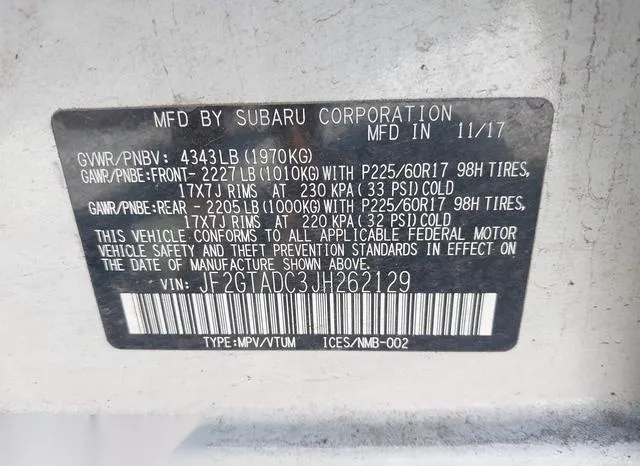 JF2GTADC3JH262129 2018 2018 Subaru Crosstrek- 2-0I Premium 9