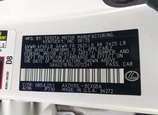 58AD21B16LU012341 2020 2020 Lexus ES- 300H 9