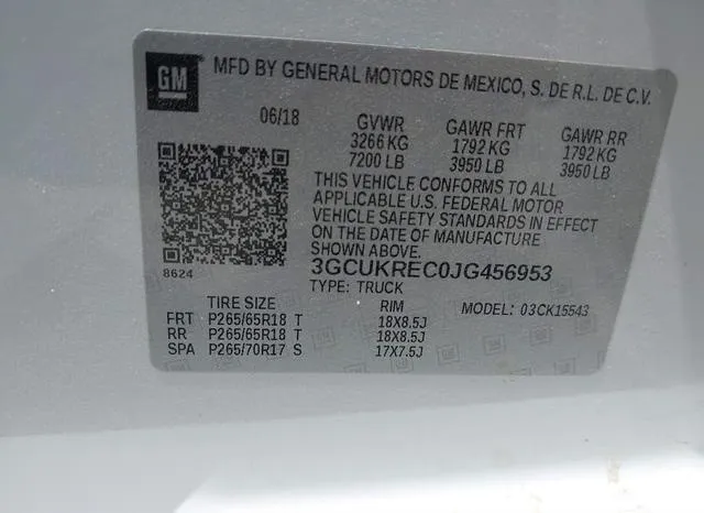 3GCUKREC0JG456953 2018 2018 Chevrolet Silverado 1500- 2LT 9