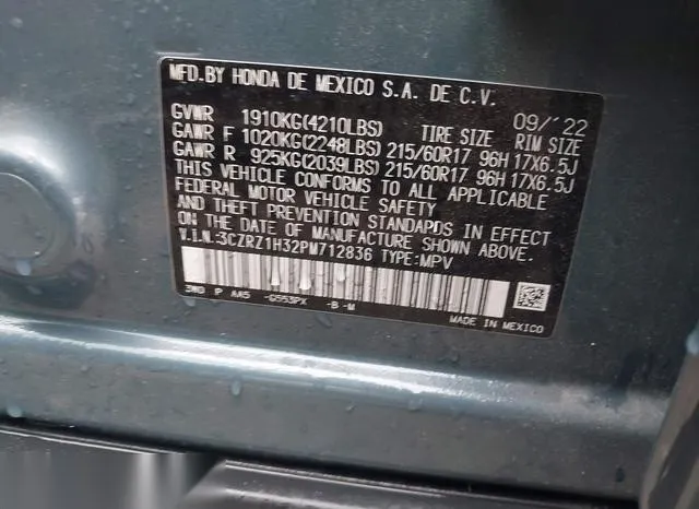 3CZRZ1H32PM712836 2023 2023 Honda HR-V- 2Wd Lx 9