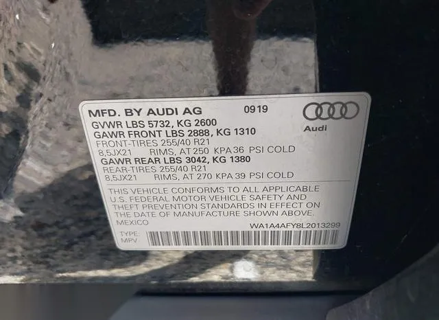 WA1A4AFY8L2013299 2020 2020 Audi SQ5- Premium Tfsi Quattro T 9