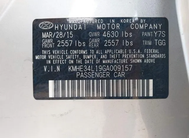 KMHE34L19GA009157 2016 2016 Hyundai Sonata- Hybrid Limited 9