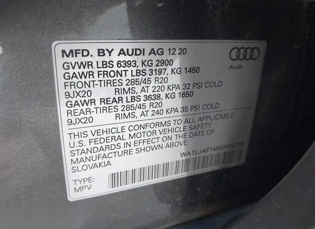 WA1LJAF74MD024153 2021 2021 Audi Q7- Premium Plus 45 Tfsi Qu 9