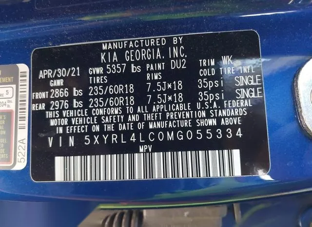 5XYRL4LC0MG055334 2021 2021 KIA Sorento- S 9