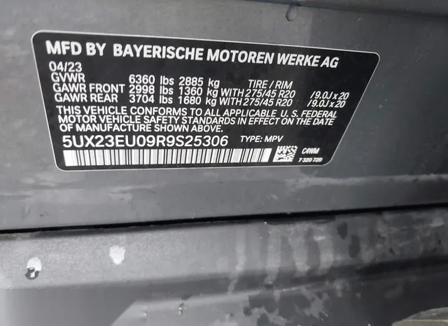 5UX23EU09R9S25306 2024 2024 BMW X5- Xdrive40I 9