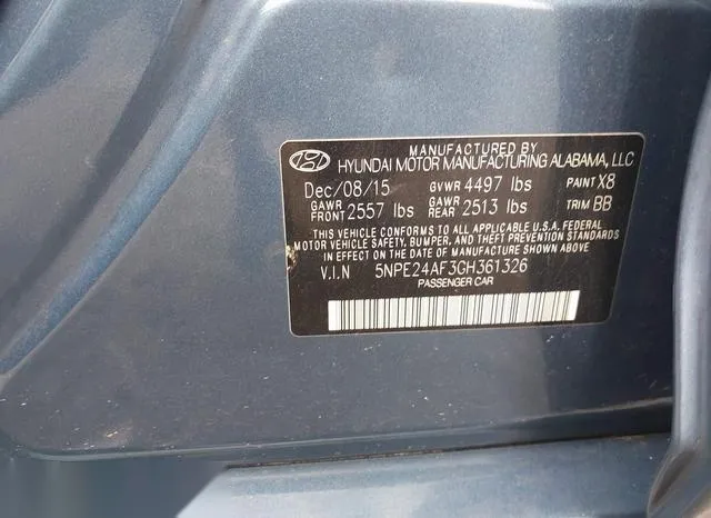 5NPE24AF3GH361326 2016 2016 Hyundai Sonata- SE 9