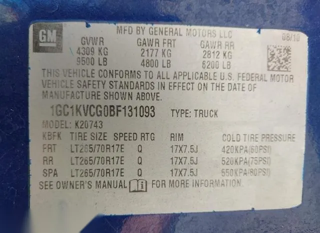 1GC1KVCG0BF131093 2011 2011 Chevrolet Silverado 2500- HD Wo 9