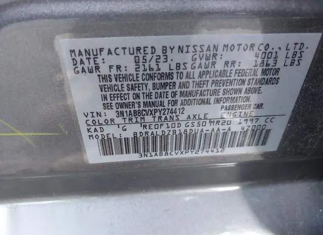 3N1AB8CVXPY274412 2023 2023 Nissan Sentra- Sv Xtronic Cvt 9