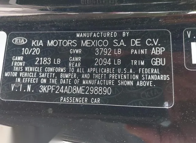 3KPF24AD8ME298890 2021 2021 KIA Forte- Lxs 9