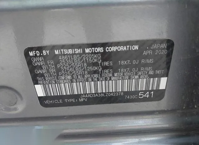 JA4AD3A38LZ042378 2020 2020 Mitsubishi Outlander- SE 2-4 9