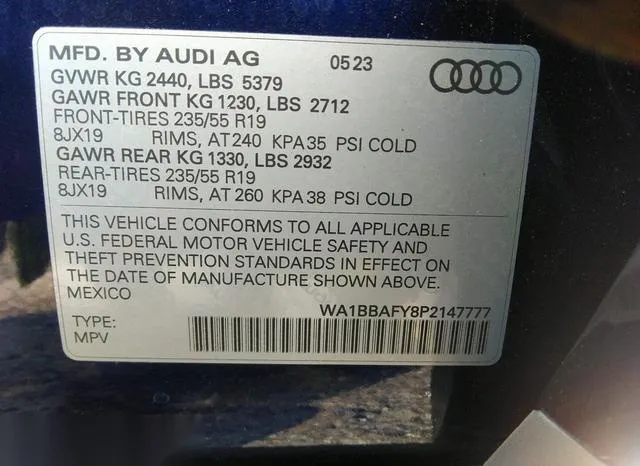 WA1BBAFY8P2147777 2023 2023 Audi Q5- Premium Plus 40 Tfsi Qu 9