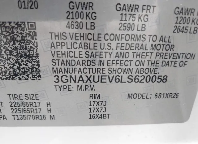 3GNAXUEV6LS620058 2020 2020 Chevrolet Equinox- Awd Lt 1-5L 9