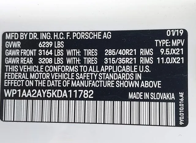 WP1AA2AY5KDA11782 2019 2019 Porsche Cayenne 9