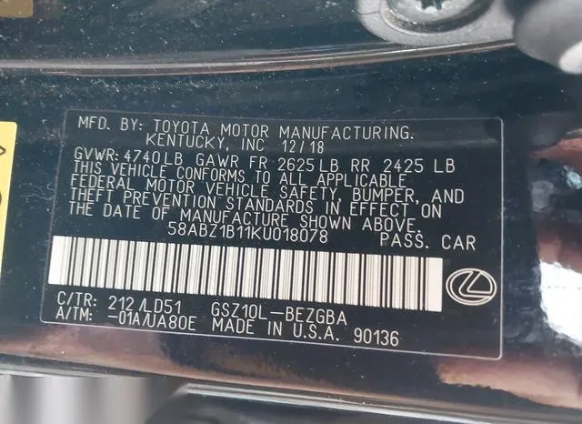 58ABZ1B11KU018078 2019 2019 Lexus ES- 350 9