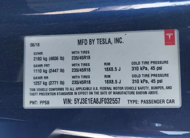 5YJ3E1EA8JF032557 2018 2018 Tesla Model 3- Long Range/Mid Range 9