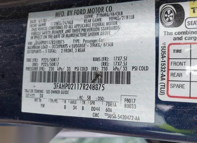 3FAHP02117R248875 2007 2007 Ford Fusion- Sel 9