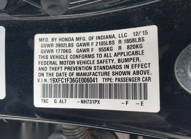 19XFC1F36GE006041 2016 2016 Honda Civic- Ex-T 9