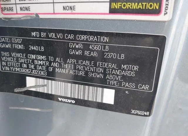 YV1MC68267J023363 2007 2007 Volvo C70- T5 9