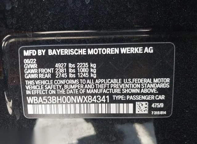 WBA53BH00NWX84341 2022 2022 BMW 5 Series- 530 I 9