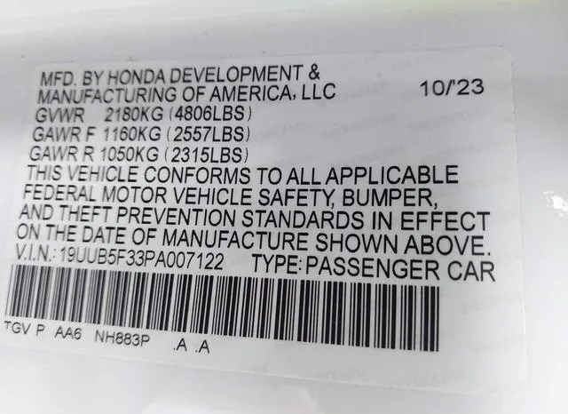 19UUB5F33PA007122 2023 2023 Acura TLX- Standard 9