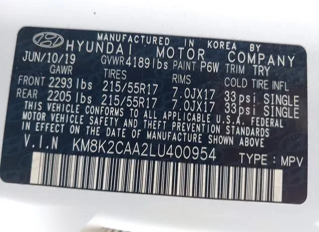 KM8K2CAA2LU400954 2020 2020 Hyundai Kona- Sel 9