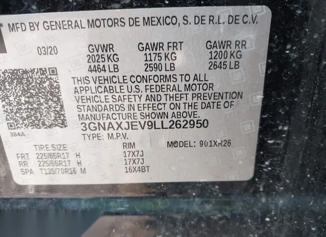 3GNAXJEV9LL262950 2020 2020 Chevrolet Equinox- Fwd 2Fl 9