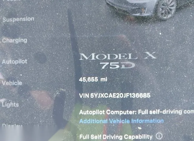 5YJXCAE20JF136685 2018 2018 Tesla Model X- 100D/75D/P100D 7