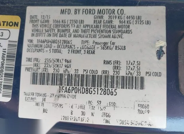 1FA6P0HD8G5128065 2016 2016 Ford Fusion- SE 9