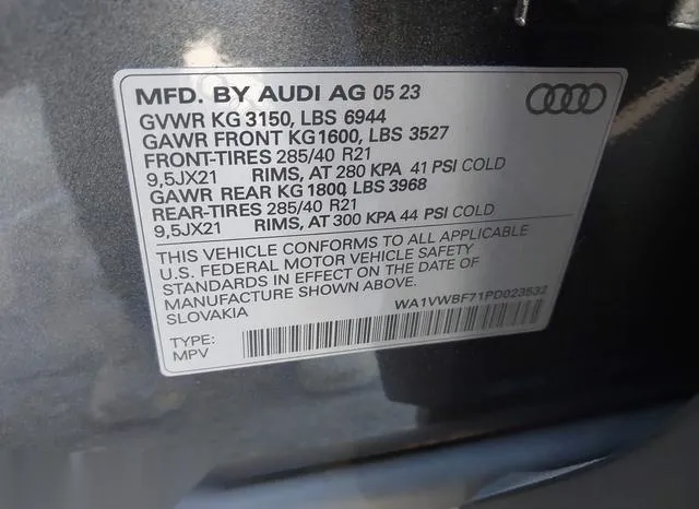 WA1VWBF71PD023532 2023 2023 Audi SQ7- Prestige Tfsi Quattro  9