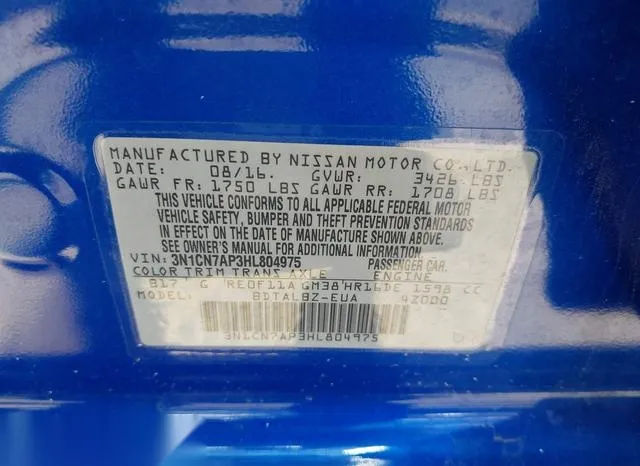 3N1CN7AP3HL804975 2017 2017 Nissan Versa- 1-6 SV 9