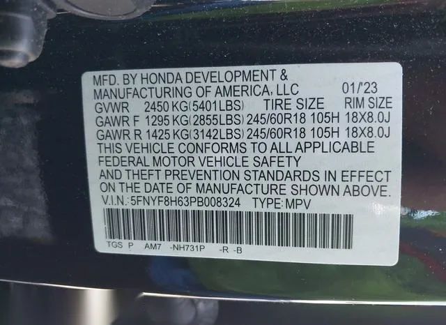 5FNYF8H63PB008324 2023 2023 Honda Passport- Awd Trailsport 9