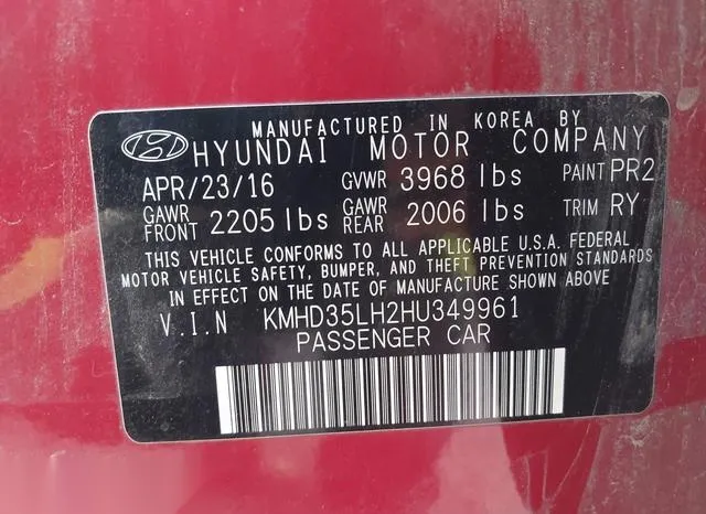 KMHD35LH2HU349961 2017 2017 Hyundai Elantra- GT 9