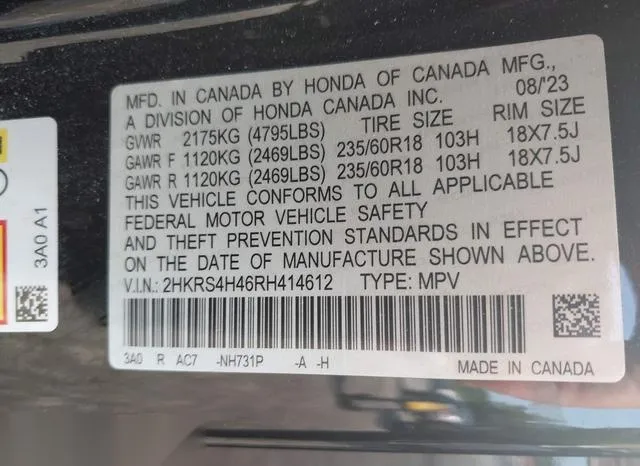 2HKRS4H46RH414612 2024 2024 Honda CR-V- Ex Awd 9