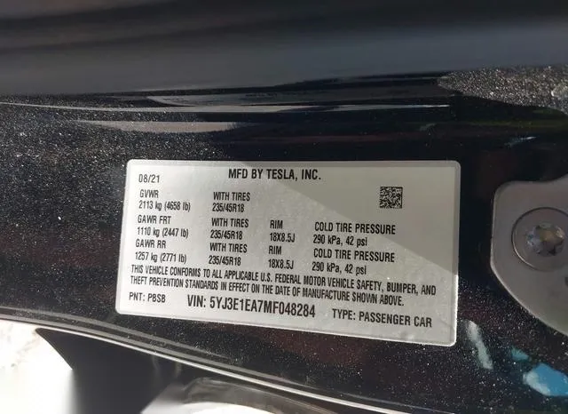 5YJ3E1EA7MF048284 2021 2021 Tesla Model 3- Standard Range Pl 9