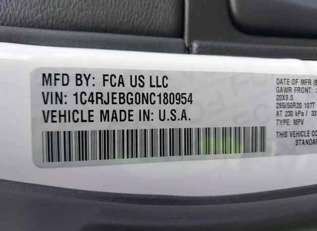 1C4RJEBG0NC180954 2022 2022 Jeep Grand Cherokee Wk- Limited 4X2 9