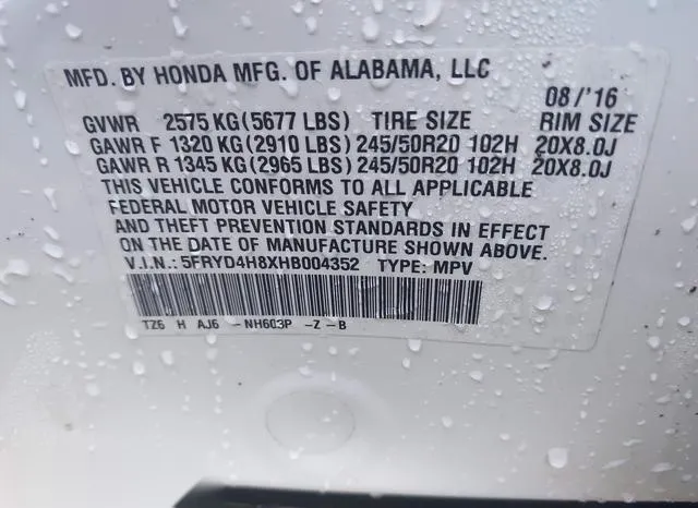 5FRYD4H8XHB004352 2017 2017 Acura MDX- Advance Package 9