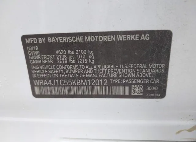 WBA4J1C55KBM12012 2019 2019 BMW 430i Gran Coupe 9