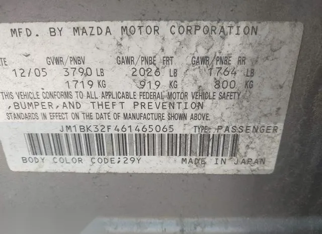 JM1BK32F461465065 2006 2006 Mazda 3- I 9