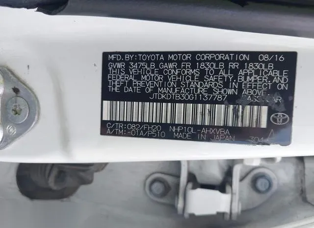 JTDKDTB30G1137787 2016 2016 Toyota Prius- C One 9