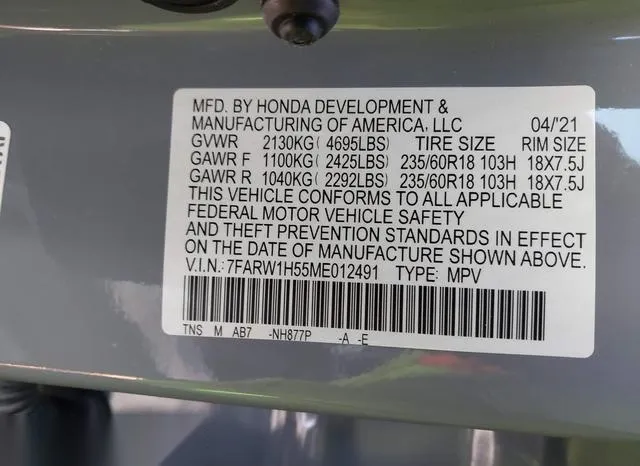 7FARW1H55ME012491 2021 2021 Honda CR-V- 2Wd Ex 9