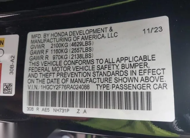 1HGCY2F76RA024088 2024 2024 Honda Accord- Hybrid Sport-L 9